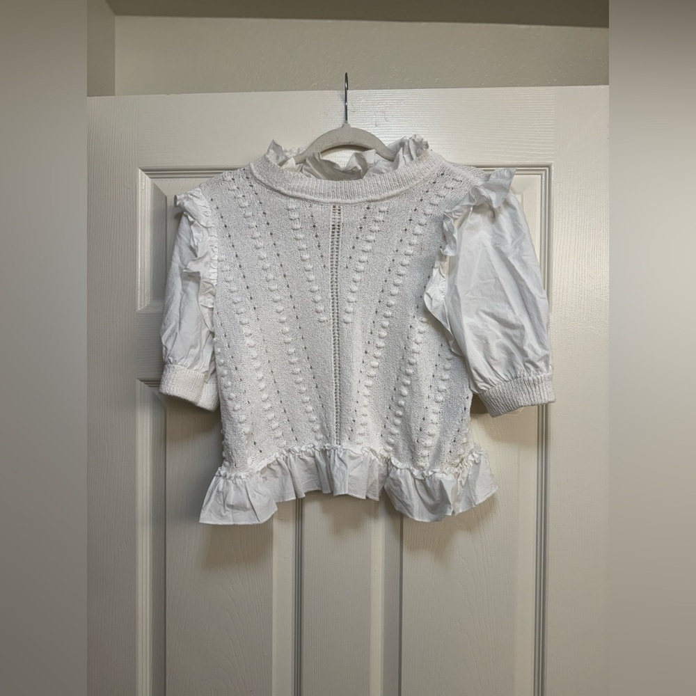 INC Cable Knit Sweater White Short Sleeve Top - Picture 7 of 16